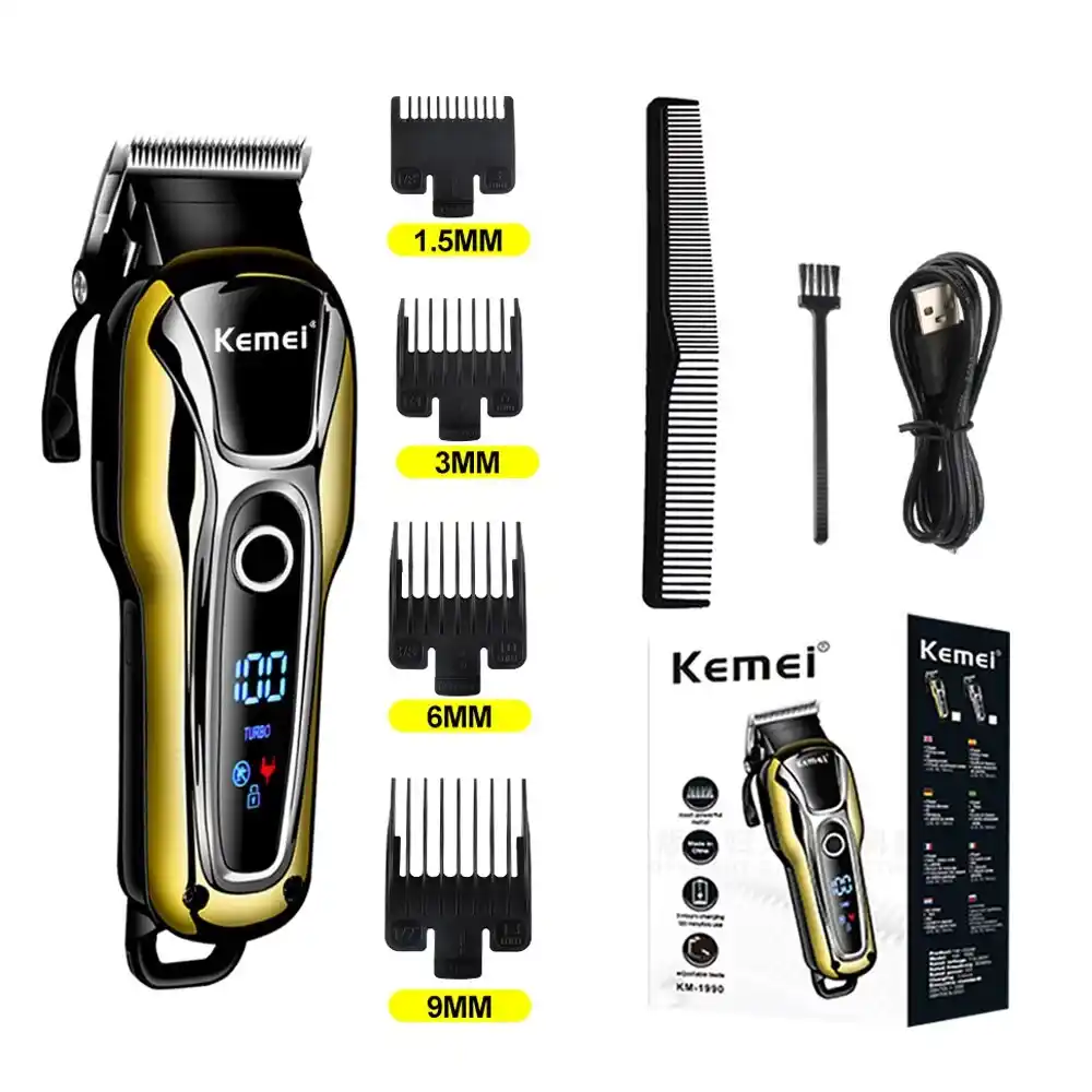 Kemei 1990 Barber Hair Trimmer Rechargeable Electric Trimmer image - Mobimarket