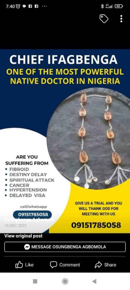 The most powerful native doctor in Africa +2349151785058 image - mobimarket