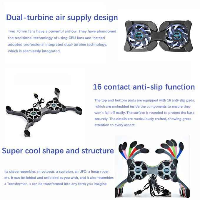 Foldable Laptop Cooling Fans Notebook Computers Cooling Pads Cooler Stand image - mobimarket
