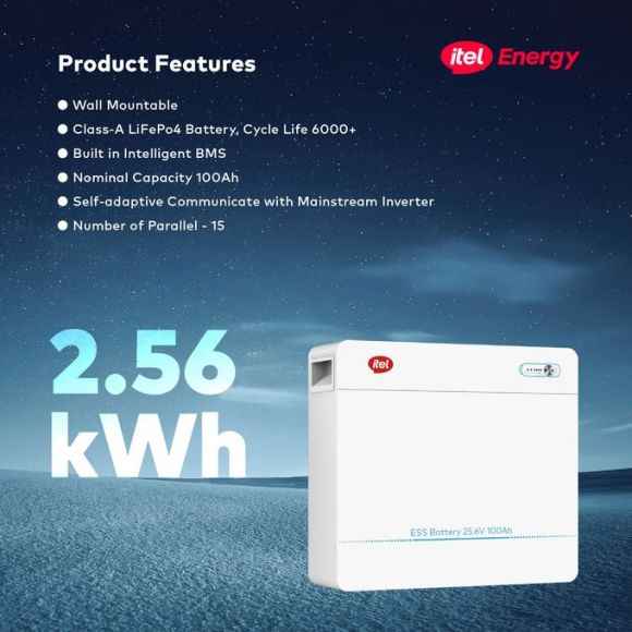 itel 2560Wh Lithium Battery Wall Mounted 24V 100Ah 2.56kWh IPW-25100 image - Mobi market